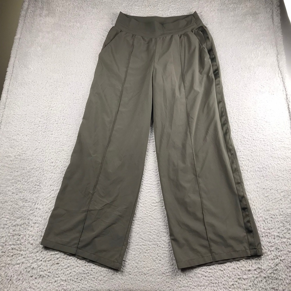 Athleta Nolita Wide Leg Womens 14 (30x28) Olive Green Pull On Travel Pants
